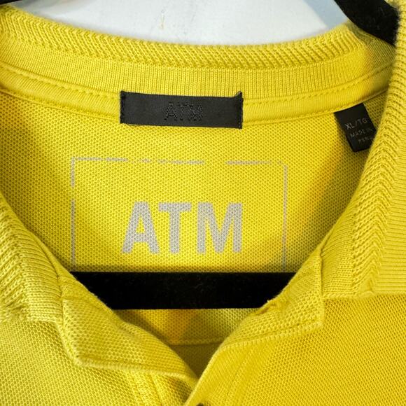 ATM Men's Pima Cotton Short Sleeve Knit Polo Shirt Collared Yellow Size XL - Picture 4 of 6